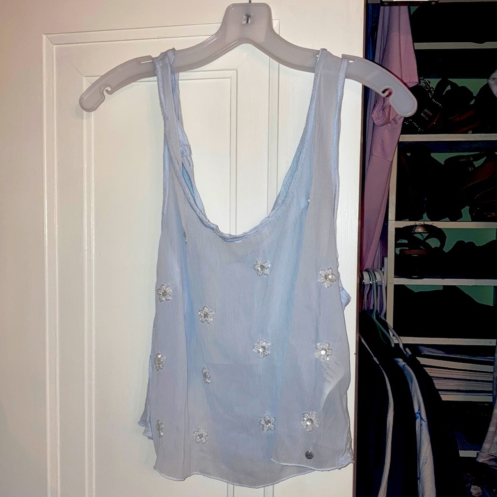 Blue Abercrombie and Fitch detailed tank